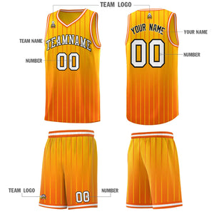 Custom Gold Orange Gradient Fashion Sets Sports Stripe Uniform Basketball Jersey