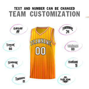 Custom Gold Orange Gradient Fashion Sets Sports Stripe Uniform Basketball Jersey