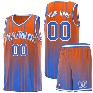 Custom Orange Powder Blue Gradient Fashion Sets Sports Stripe Uniform Basketball Jersey