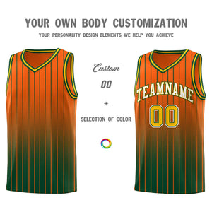 Custom Orange Green Gradient Fashion Sets Sports Stripe Uniform Basketball Jersey