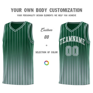 Custom Green Silver Gradient Fashion Sets Sports Stripe Uniform Basketball Jersey