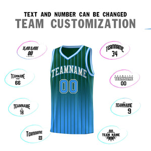 Custom Green Powder Blue Gradient Fashion Sets Sports Stripe Uniform Basketball Jersey