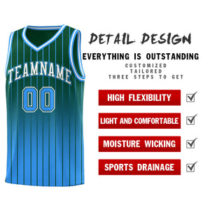 Custom Green Powder Blue Gradient Fashion Sets Sports Stripe Uniform Basketball Jersey