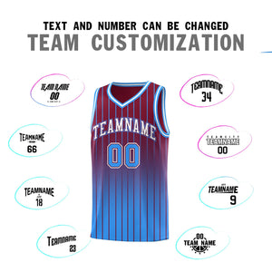 Custom Crimson Powder Blue Gradient Fashion Sets Sports Stripe Uniform Basketball Jersey