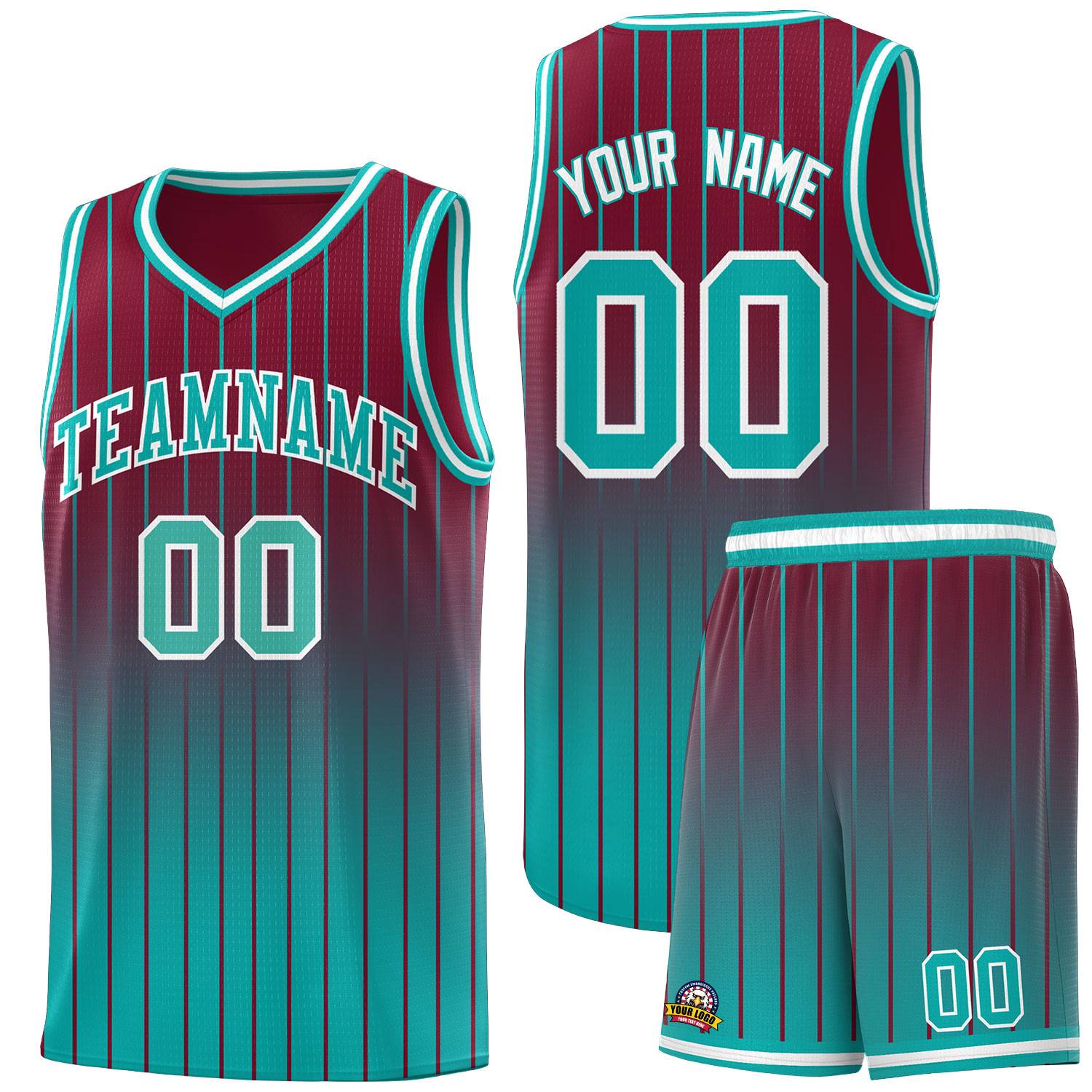 Custom Crimson Bright Green Gradient Fashion Sets Sports Stripe Uniform Basketball Jersey