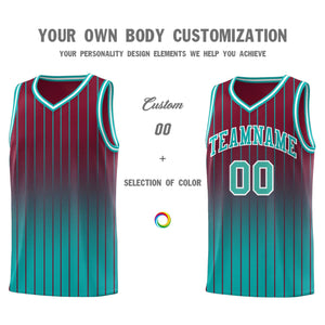 Custom Crimson Bright Green Gradient Fashion Sets Sports Stripe Uniform Basketball Jersey