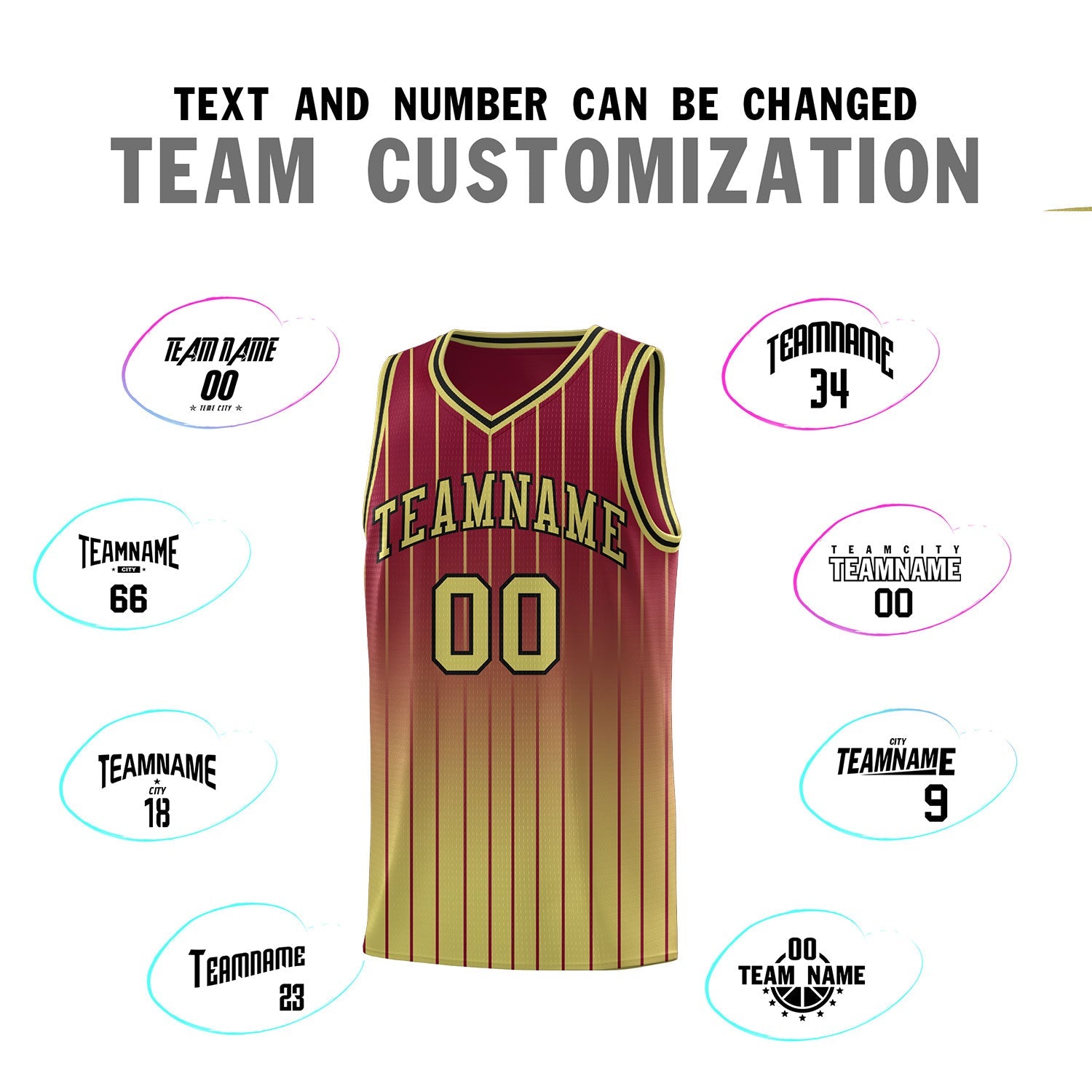 Custom Crimson Old Gold Gradient Fashion Sets Sports Stripe Uniform Basketball Jersey