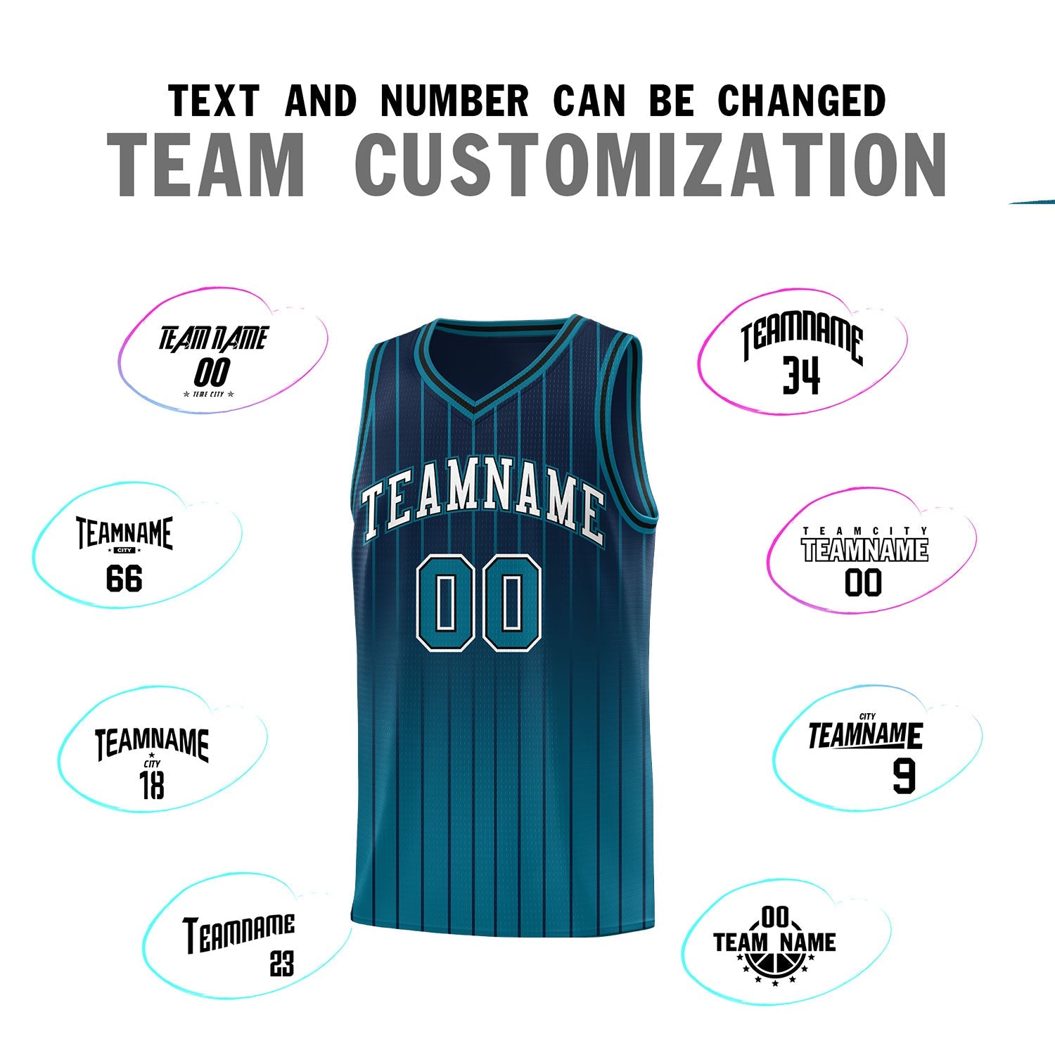 Custom Navy Aqua Gradient Fashion Sets Sports Stripe Uniform Basketball Jersey