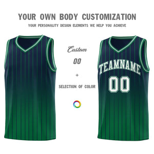 Custom Navy Kelly Green Gradient Fashion Sets Sports Stripe Uniform Basketball Jersey