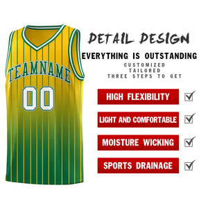 Custom Gold Kelly Green Gradient Fashion Sets Sports Stripe Uniform Basketball Jersey