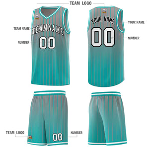 Custom Gray Bright Green Gradient Fashion Sets Sports Stripe Uniform Basketball Jersey