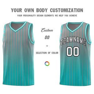 Custom Gray Bright Green Gradient Fashion Sets Sports Stripe Uniform Basketball Jersey