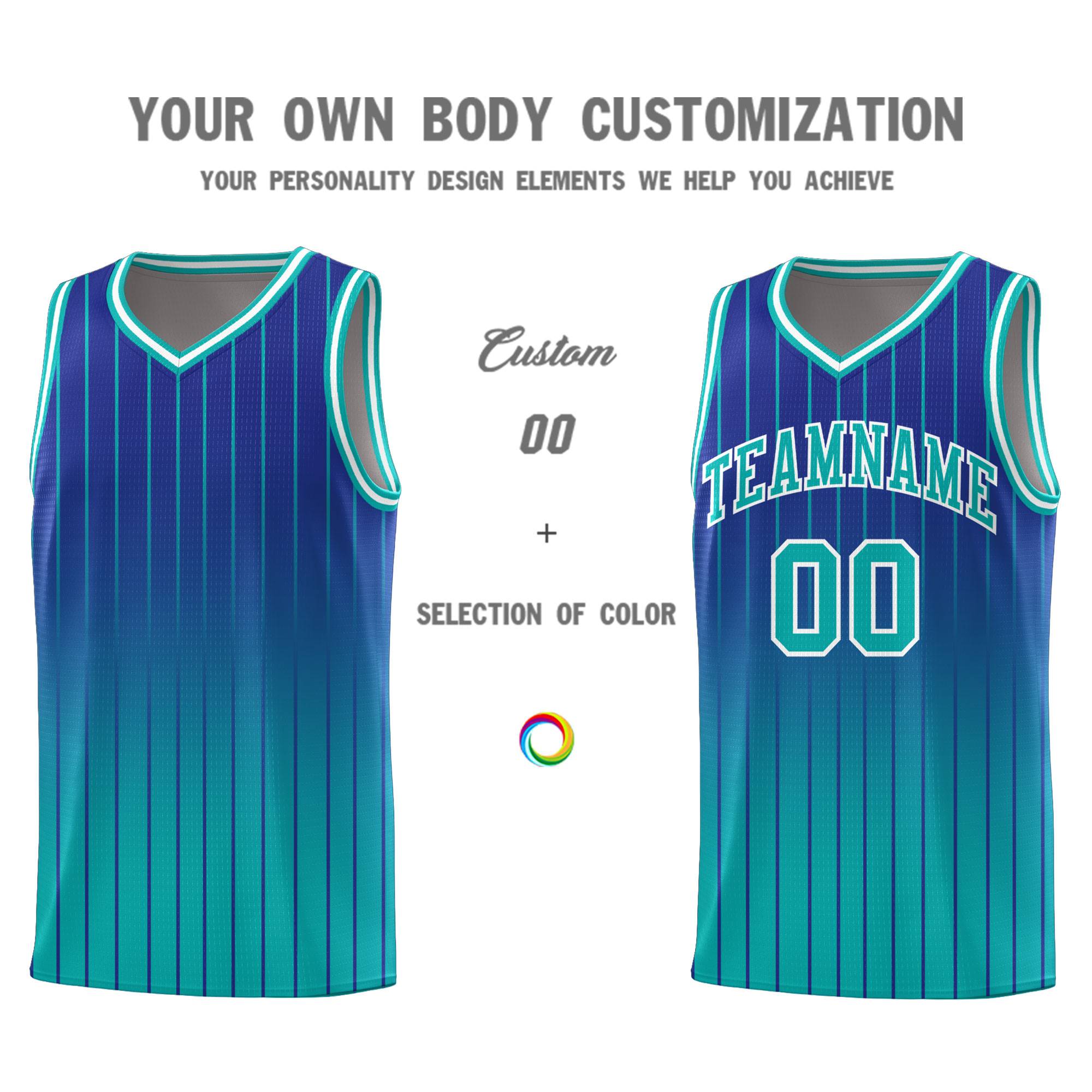 Custom Royal Bright Green Gradient Fashion Sets Sports Stripe Uniform Basketball Jersey