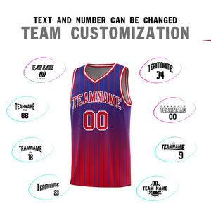 Custom Royal Red Gradient Fashion Sets Sports Stripe Uniform Basketball Jersey