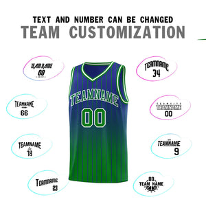 Custom Royal Green Gradient Fashion Sets Sports Stripe Uniform Basketball Jersey