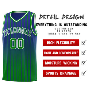 Custom Royal Green Gradient Fashion Sets Sports Stripe Uniform Basketball Jersey