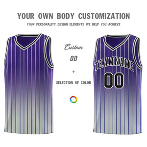 Custom Purple Gray Gradient Fashion Sets Sports Stripe Uniform Basketball Jersey