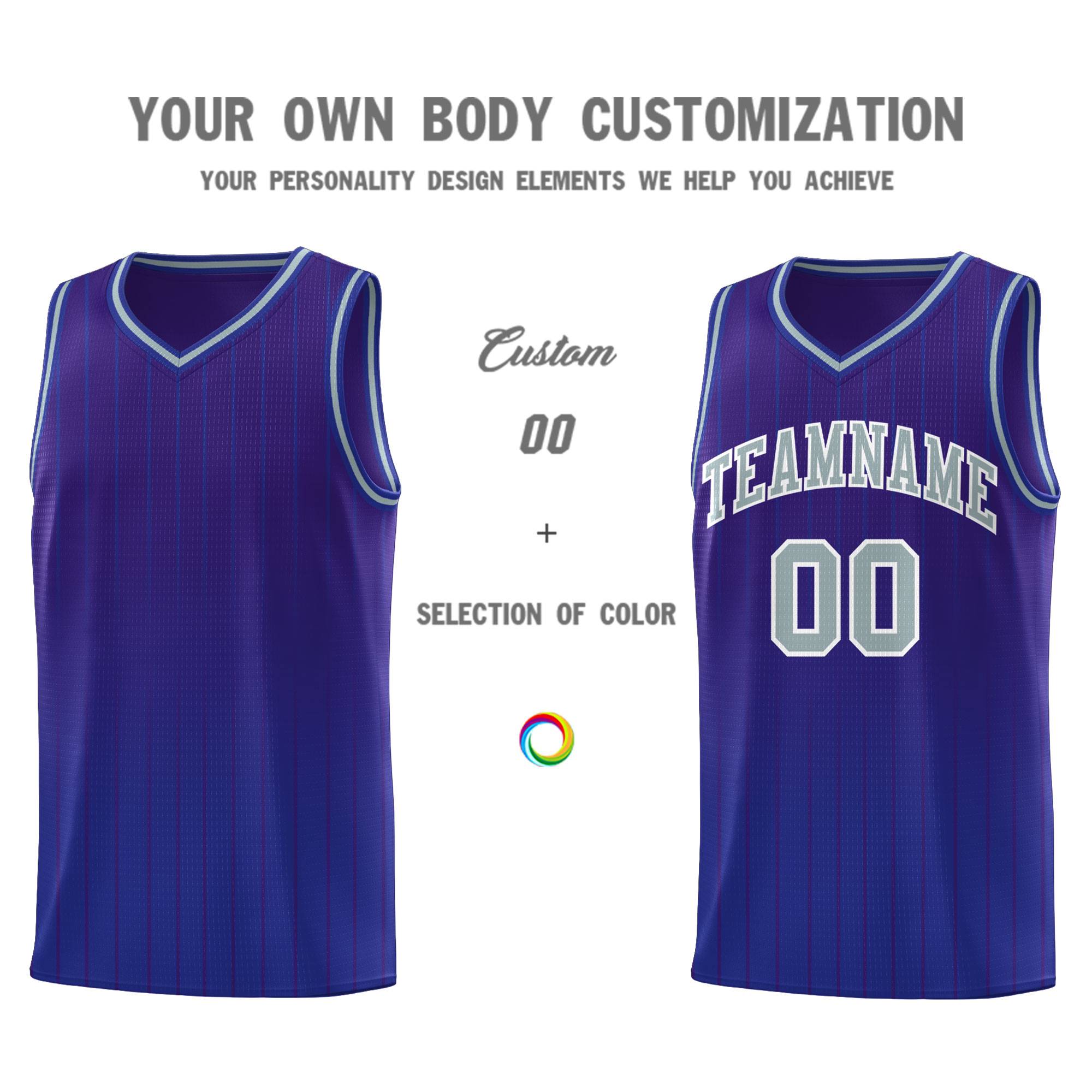 Custom Purple Royal Gradient Fashion Sets Sports Stripe Uniform Basketball Jersey