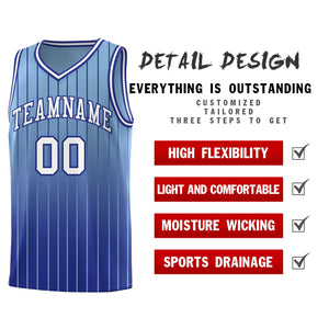 Custom Light Blue Royal Gradient Fashion Sets Sports Stripe Uniform Basketball Jersey