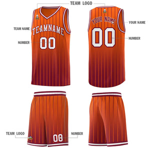 Custom Orange Crimson Gradient Fashion Sets Sports Stripe Uniform Basketball Jersey