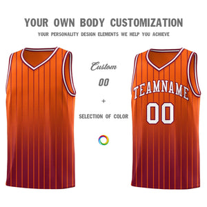 Custom Orange Crimson Gradient Fashion Sets Sports Stripe Uniform Basketball Jersey