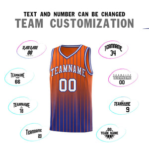 Custom Orange Royal Gradient Fashion Sets Sports Stripe Uniform Basketball Jersey