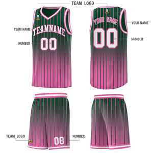 Custom Green Pink Gradient Fashion Sets Sports Stripe Uniform Basketball Jersey