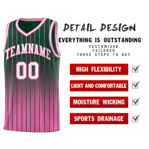 Custom Green Pink Gradient Fashion Sets Sports Stripe Uniform Basketball Jersey