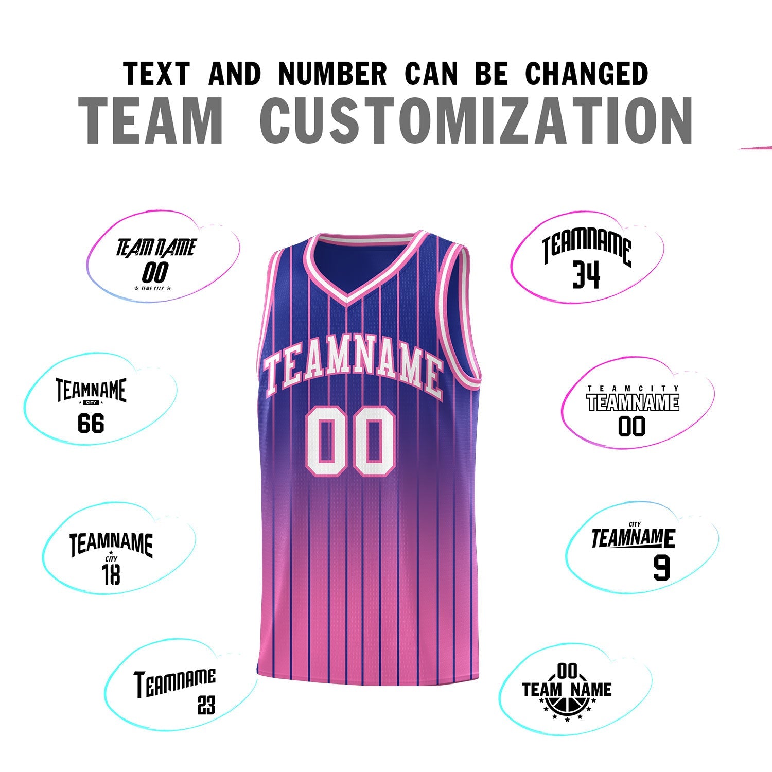 Custom Royal Pink Gradient Fashion Sets Sports Stripe Uniform Basketball Jersey