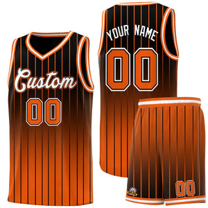 Custom Black Orange Gradient Fashion Sets Sports Stripe Uniform Basketball Jersey