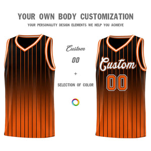 Custom Black Orange Gradient Fashion Sets Sports Stripe Uniform Basketball Jersey