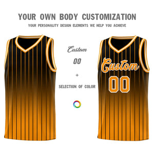 Custom Black Orange Gradient Fashion Sets Sports Stripe Uniform Basketball Jersey