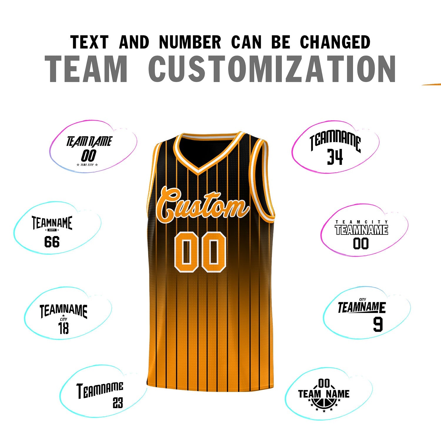 Custom Black Orange Gradient Fashion Sets Sports Stripe Uniform Basketball Jersey