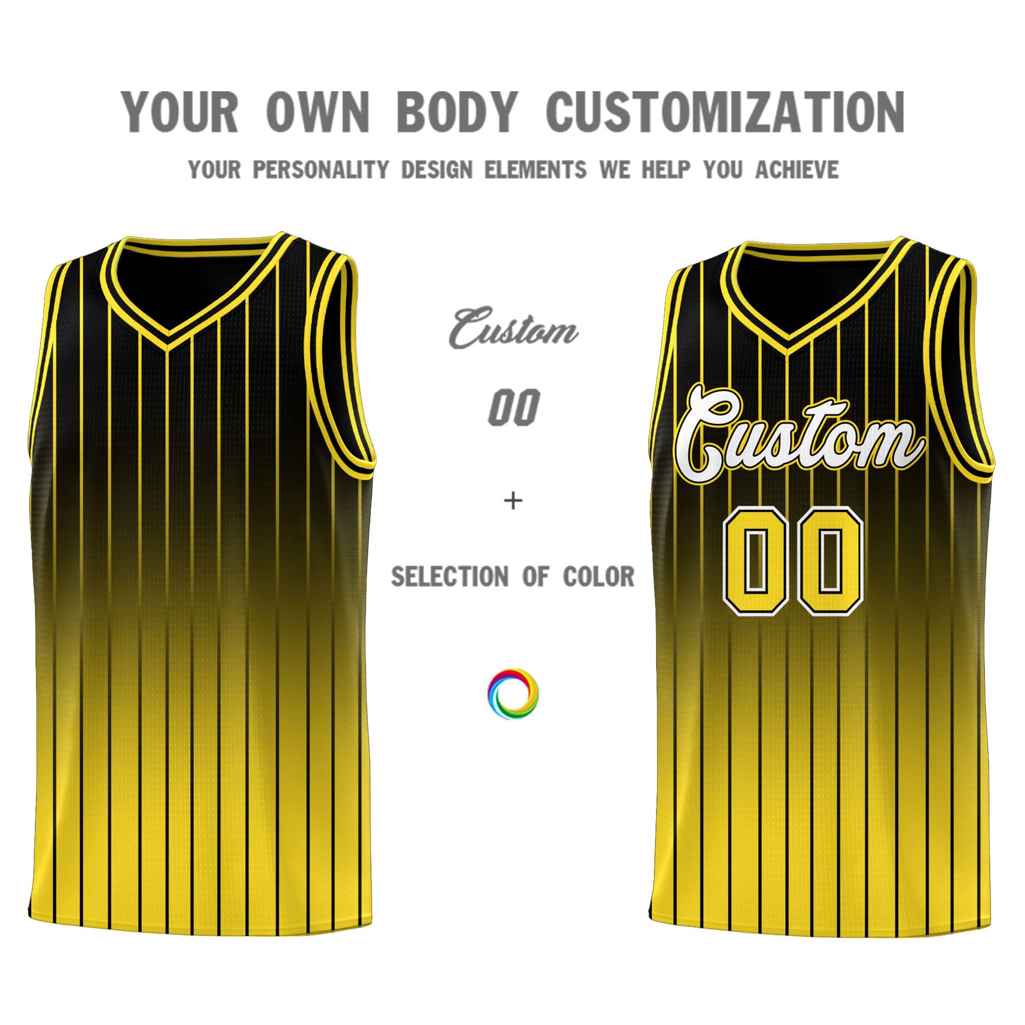 Custom Black Gold Gradient Fashion Sets Sports Stripe Uniform Basketball Jersey