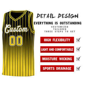 Custom Black Gold Gradient Fashion Sets Sports Stripe Uniform Basketball Jersey