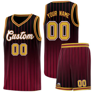 Custom Black Crimson Gradient Fashion Sets Sports Stripe Uniform Basketball Jersey