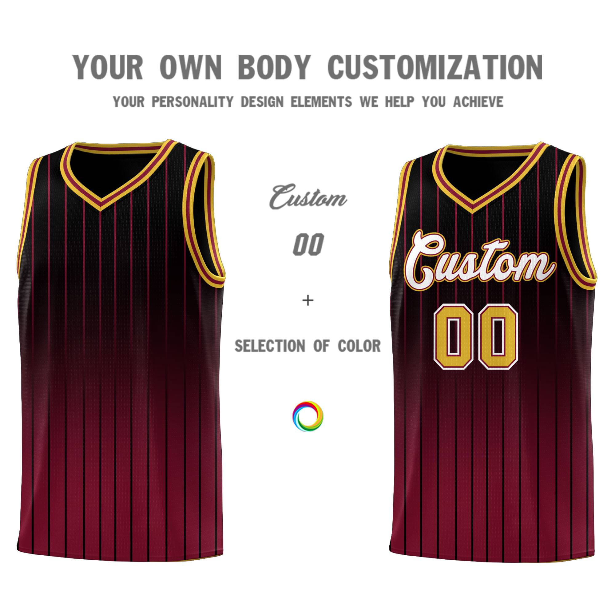 Custom Black Crimson Gradient Fashion Sets Sports Stripe Uniform Basketball Jersey