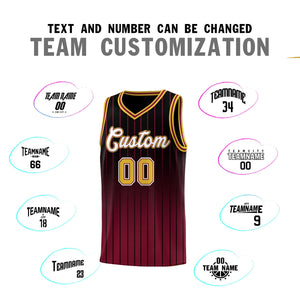 Custom Black Crimson Gradient Fashion Sets Sports Stripe Uniform Basketball Jersey