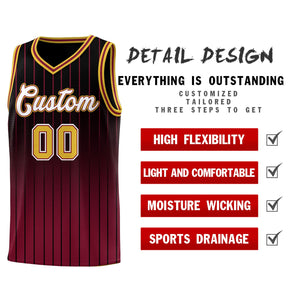 Custom Black Crimson Gradient Fashion Sets Sports Stripe Uniform Basketball Jersey