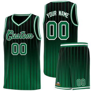 Custom Black Green Gradient Fashion Sets Sports Stripe Uniform Basketball Jersey