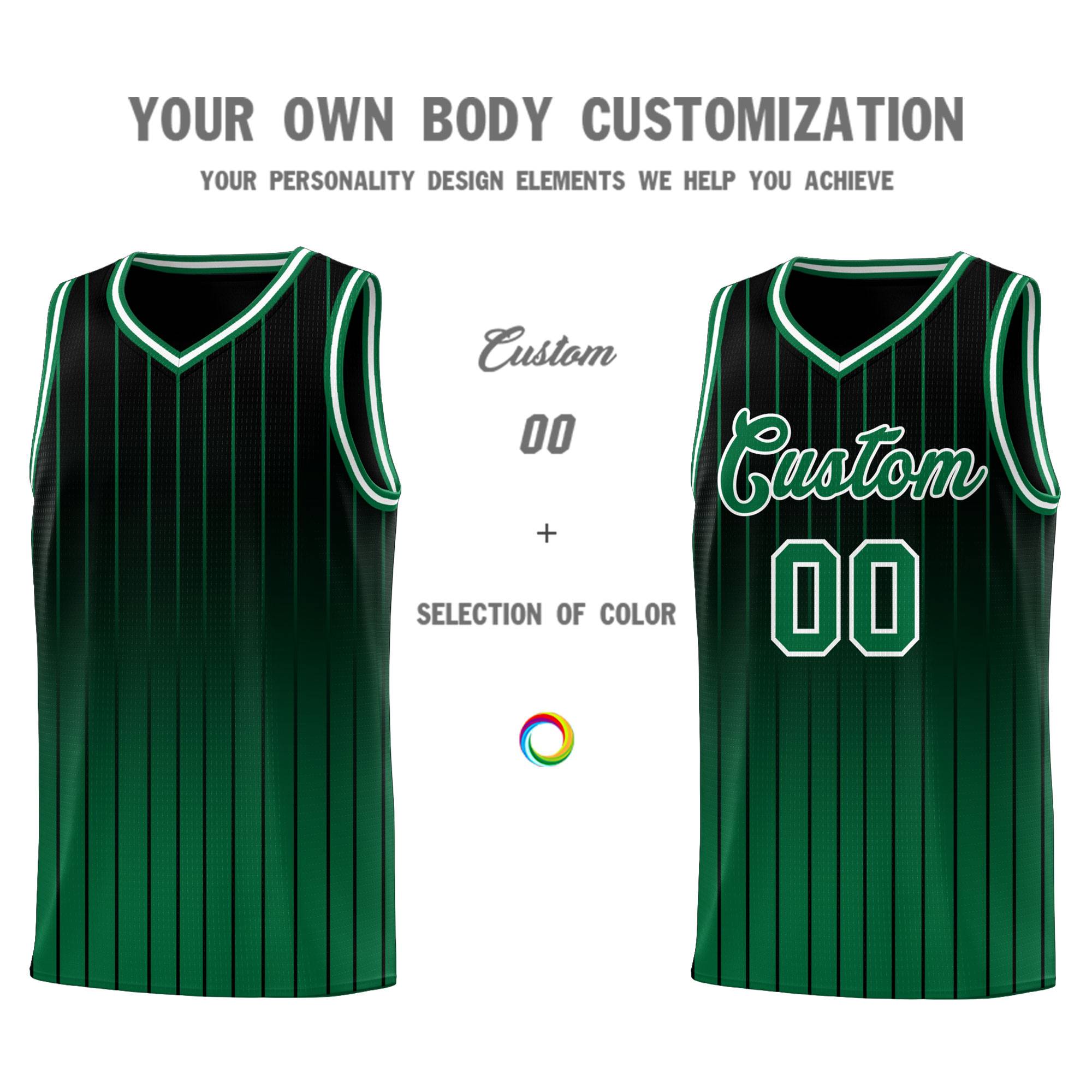 Custom Black Green Gradient Fashion Sets Sports Stripe Uniform Basketball Jersey