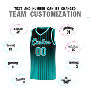 Custom Black Aqua Gradient Fashion Sets Sports Stripe Uniform Basketball Jersey