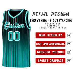 Custom Black Aqua Gradient Fashion Sets Sports Stripe Uniform Basketball Jersey