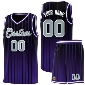 Custom Black Purple Gradient Fashion Sets Sports Stripe Uniform Basketball Jersey