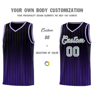 Custom Black Purple Gradient Fashion Sets Sports Stripe Uniform Basketball Jersey