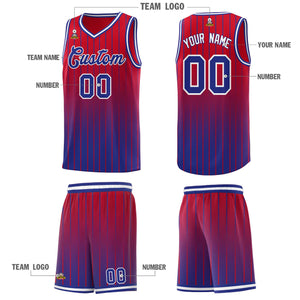 Custom Red Royal Gradient Fashion Sets Sports Stripe Uniform Basketball Jersey