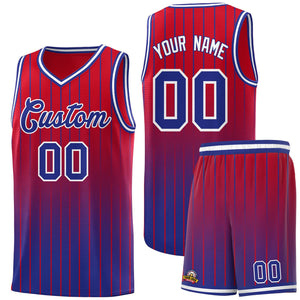 Custom Red Royal Gradient Fashion Sets Sports Stripe Uniform Basketball Jersey