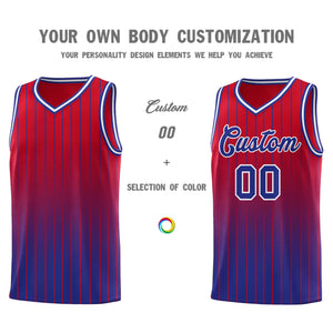 Custom Red Royal Gradient Fashion Sets Sports Stripe Uniform Basketball Jersey