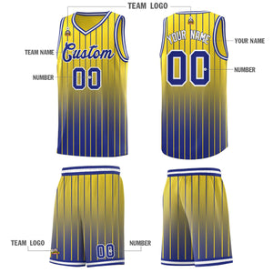 Custom Gold Royal Gradient Fashion Sets Sports Stripe Uniform Basketball Jersey