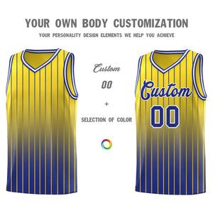 Custom Gold Royal Gradient Fashion Sets Sports Stripe Uniform Basketball Jersey